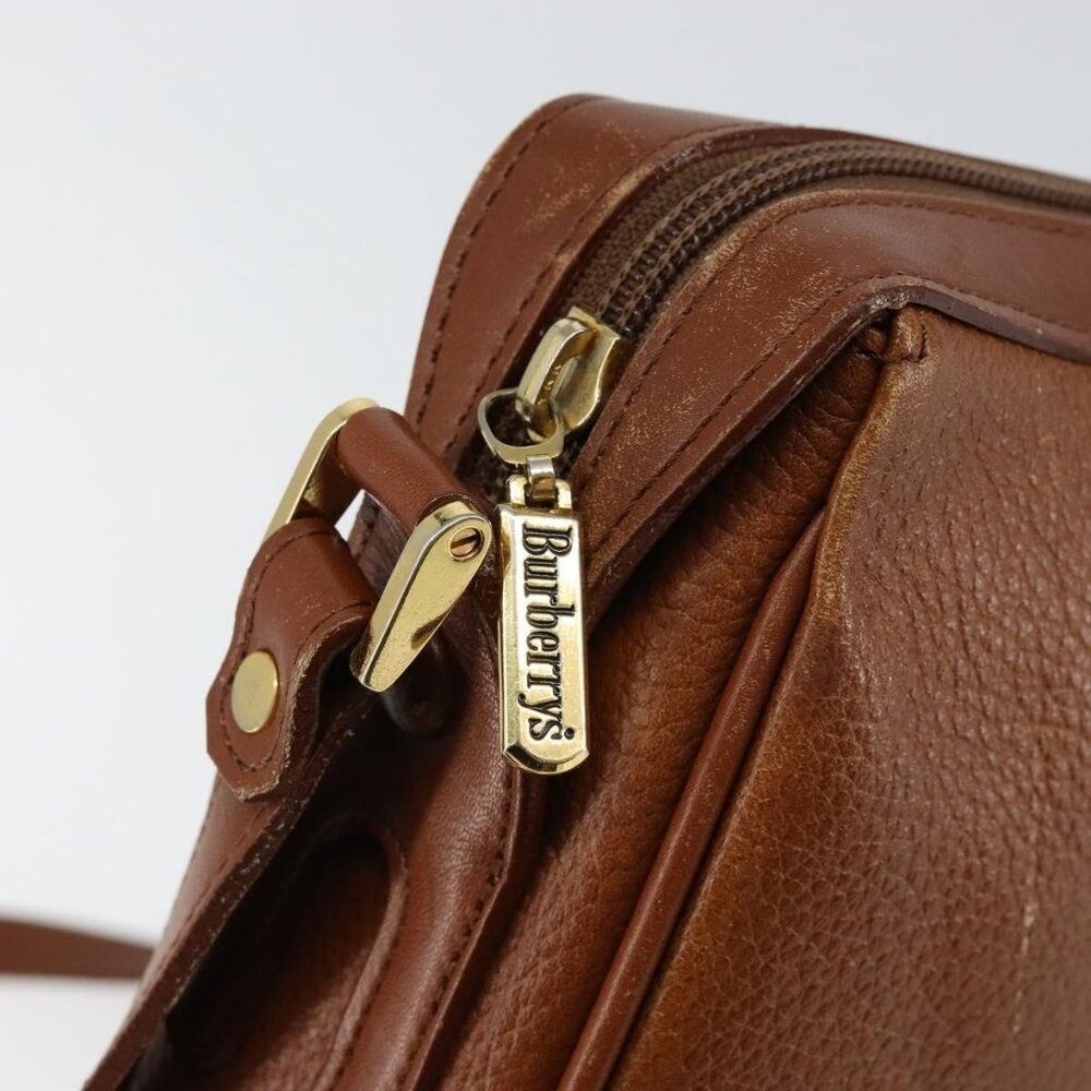 Authentic Burberrys Nova Check Shoulder Bag Leather Brown Gold - Picture 8 of 16